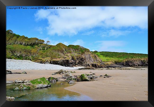 Telpyn Beach, Carmarthenshire Framed Print by Paula J James