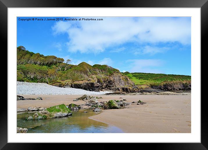 Telpyn Beach, Carmarthenshire Framed Mounted Print by Paula J James