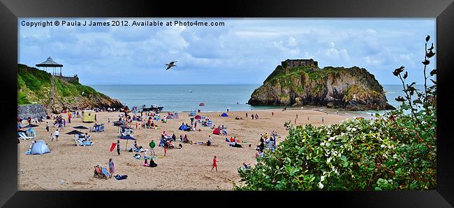 Castle Beach, Tenby Framed Print by Paula J James