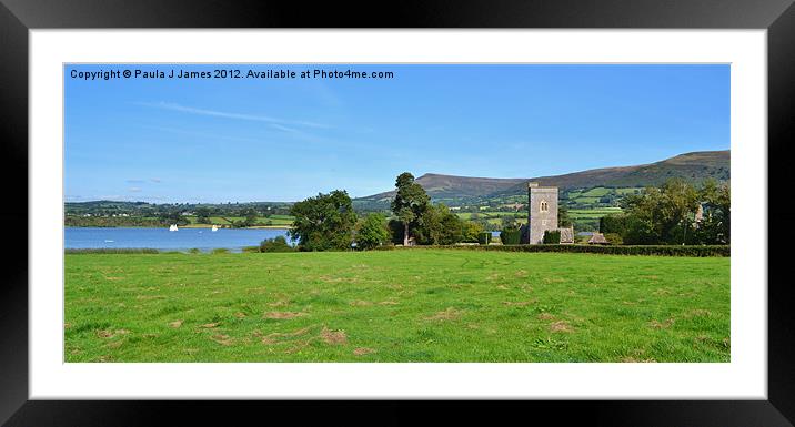 Llangorse Lake & St Gastyn''''s Church Framed Mounted Print by Paula J James