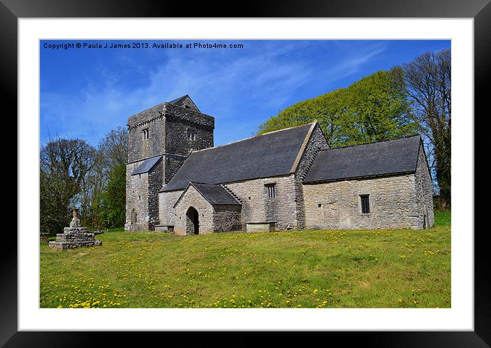 St Brynachs Church, Llanfrynach Framed Mounted Print by Paula J James