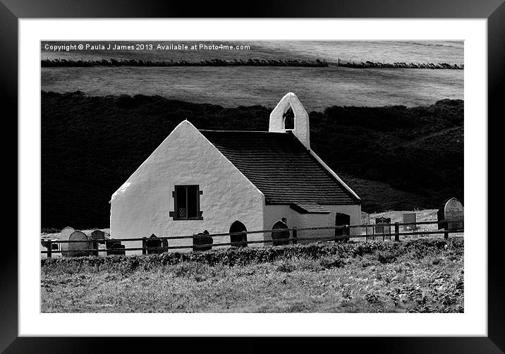 Holy Cross Church, Mwnt Framed Mounted Print by Paula J James