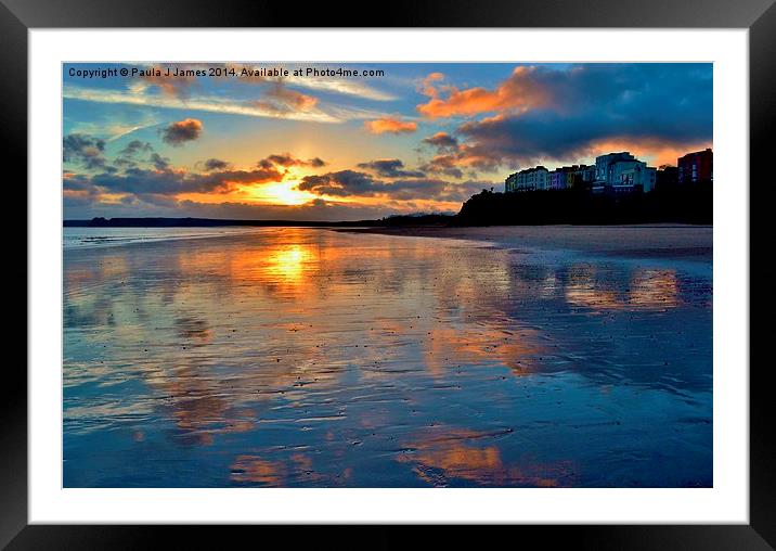 Sunset in Tenby Framed Mounted Print by Paula J James