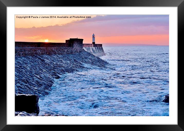 Sunrise in Porthcawl Framed Mounted Print by Paula J James