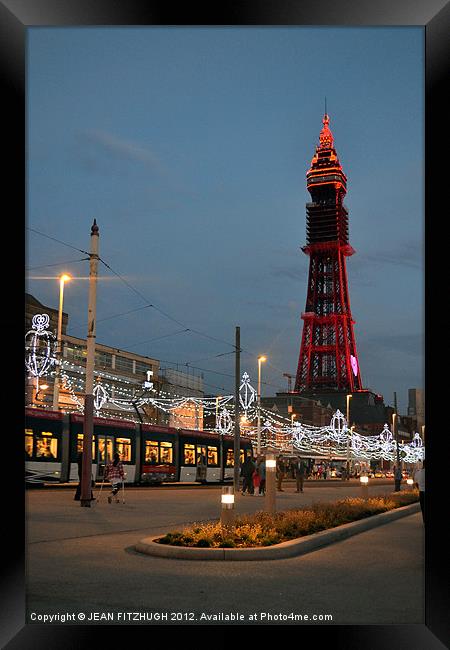 Blackpool Tower and Illuminations 2012 Framed Print by JEAN FITZHUGH