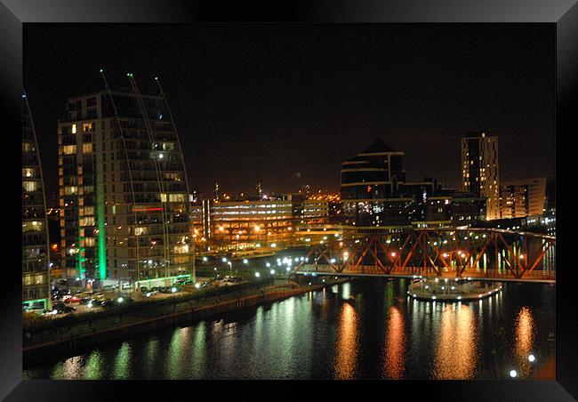 salford quays at dusk Framed Print by JEAN FITZHUGH