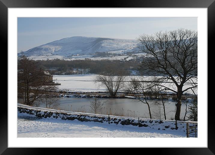 snow and winter at the pond Framed Mounted Print by JEAN FITZHUGH