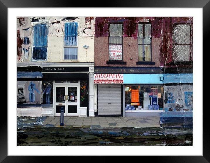 Old row of Shops Framed Mounted Print by JEAN FITZHUGH