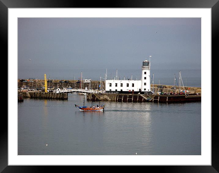 Lighthouse at  Scarborough Framed Mounted Print by JEAN FITZHUGH