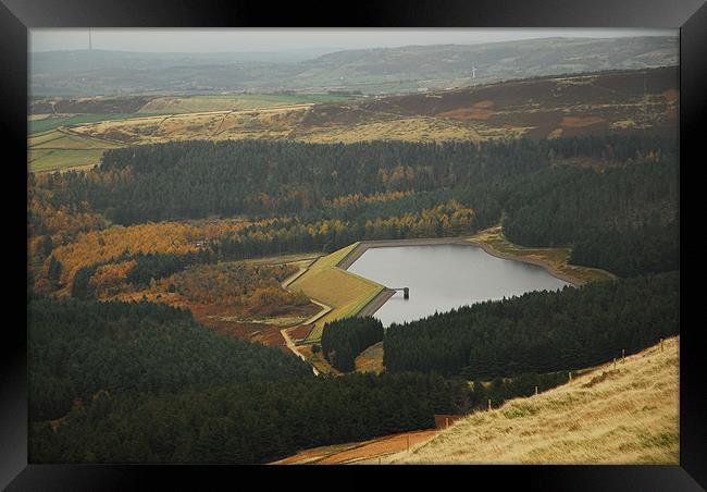 The Reservoir and The Moorlands in Saddleworth Framed Print by JEAN FITZHUGH