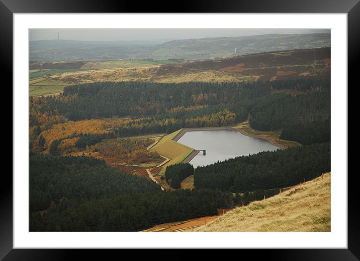 The Reservoir and The Moorlands in Saddleworth Framed Mounted Print by JEAN FITZHUGH