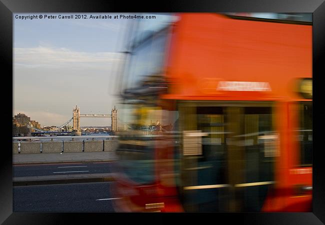 London Bus and Tower Bridge. Framed Print by Peter Carroll