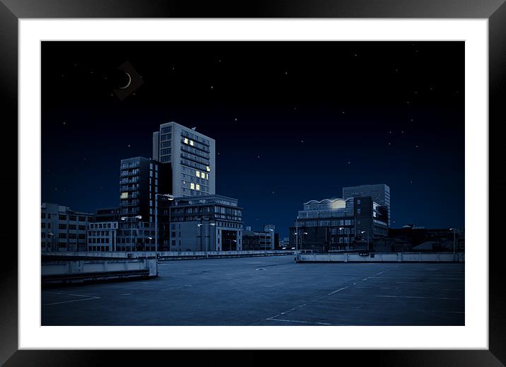 Manchester Urban City Night Framed Mounted Print by Peter Carroll