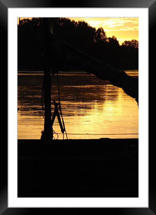 Boat at Sunset Framed Mounted Print by Bob Clewley