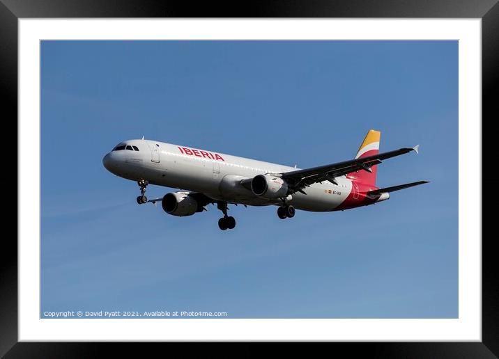 Iberia Airlines Airbus A321                     Framed Mounted Print by David Pyatt