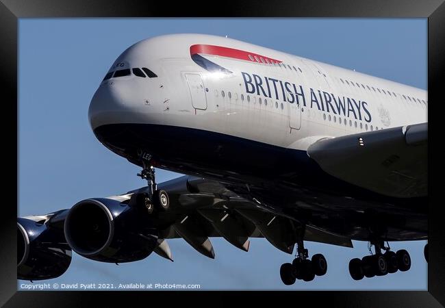 British Airways Airbus A380-841        Framed Print by David Pyatt