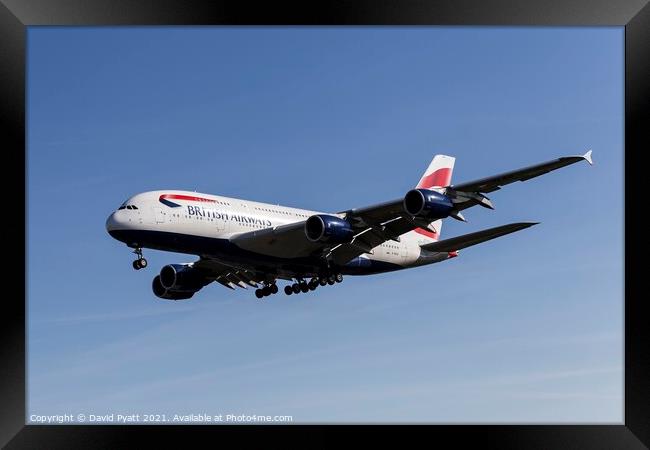 British Airways Airbus A380 Framed Print by David Pyatt