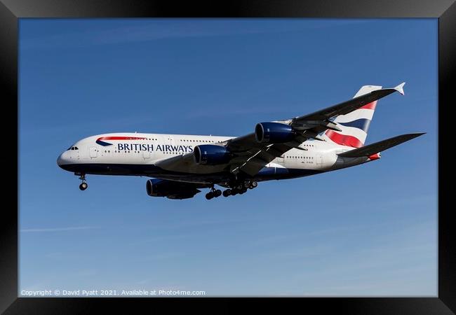 British Airways Airbus A380-841       Framed Print by David Pyatt