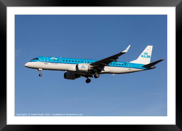 KLM Embraer ERJ-190 Framed Mounted Print by David Pyatt
