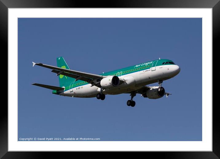 Aer Lingus Airbus A320                          Framed Mounted Print by David Pyatt