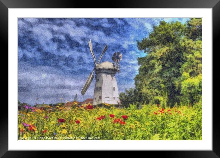 Starry Night Windmill Framed Mounted Print by David Pyatt
