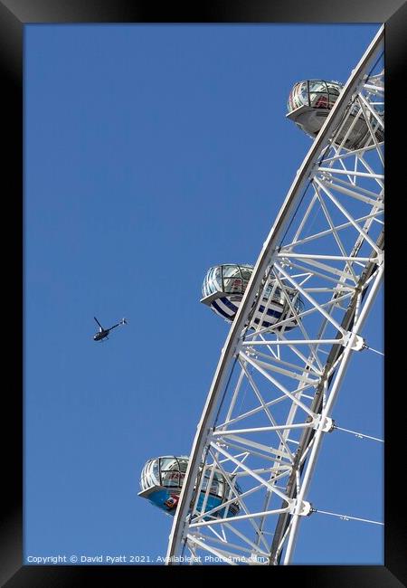 London Eye And Helicopter Framed Print by David Pyatt