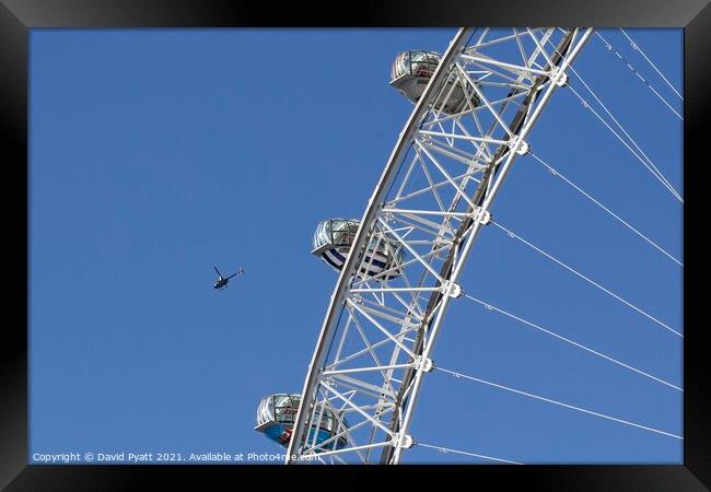 Helicopter And London Eye Framed Print by David Pyatt