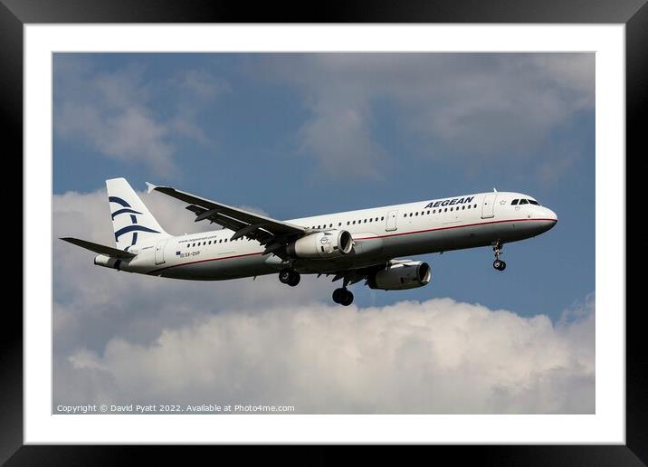 Aegean Airlines Airbus A321 Framed Mounted Print by David Pyatt