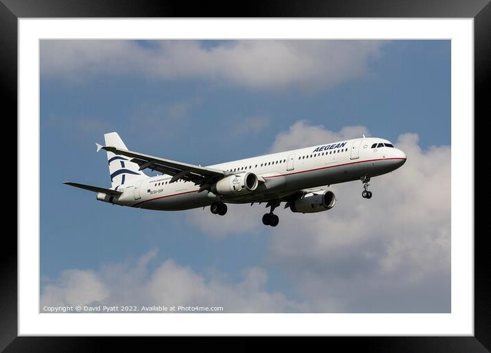 Aegean Airlines Airbus A321-232  Framed Mounted Print by David Pyatt