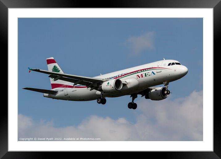 MEA Airbus A320-214   Framed Mounted Print by David Pyatt