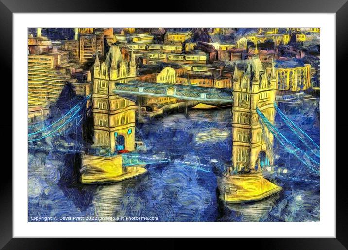 Tower Bridge Van Gogh Style Framed Mounted Print by David Pyatt