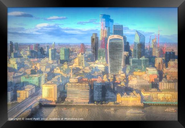 City Of london Cartoon Style Framed Print by David Pyatt