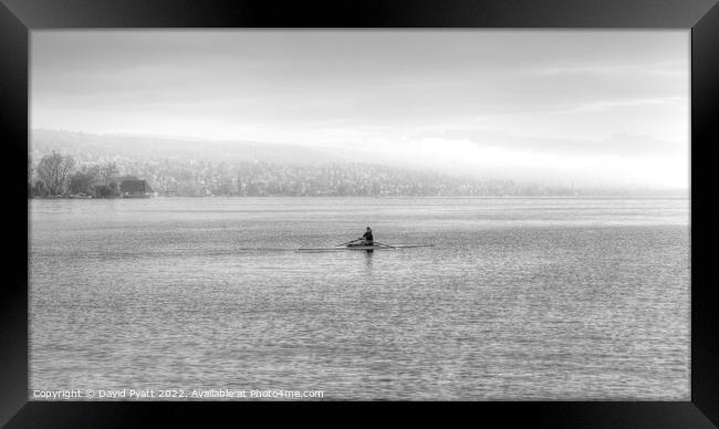 Lake Zurich Single Sculler Framed Print by David Pyatt