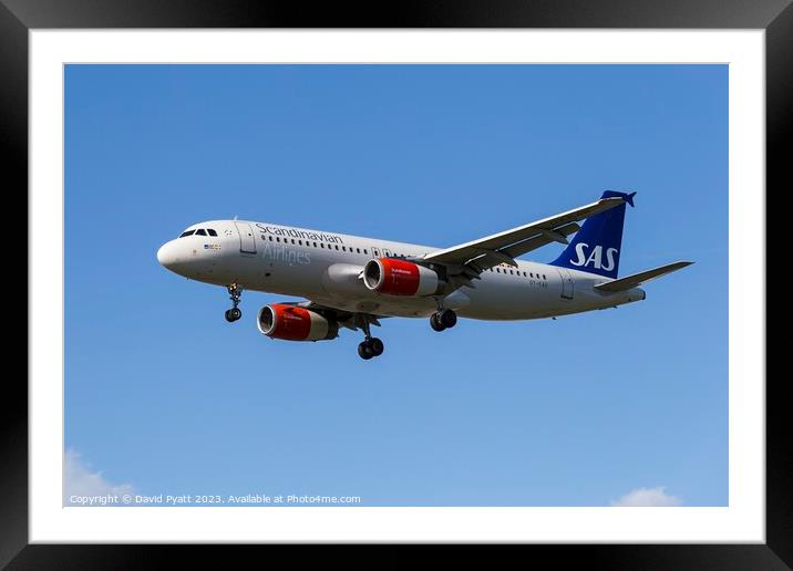 Scandinavian Airlines Airbus A320           Framed Mounted Print by David Pyatt