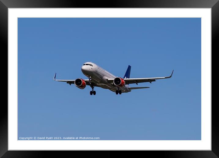 Scandinavian Airlines Airbus A320-251N Framed Mounted Print by David Pyatt