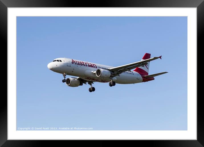 Austrian Airlines Airbus A320-214     Framed Mounted Print by David Pyatt