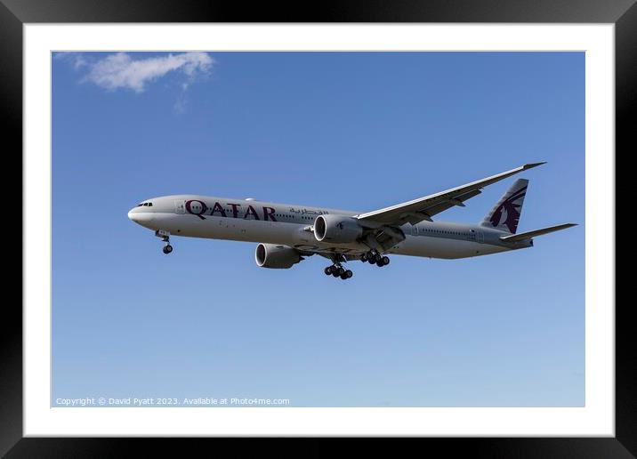 Qatar Airways Boeing Boeing 777 Framed Mounted Print by David Pyatt