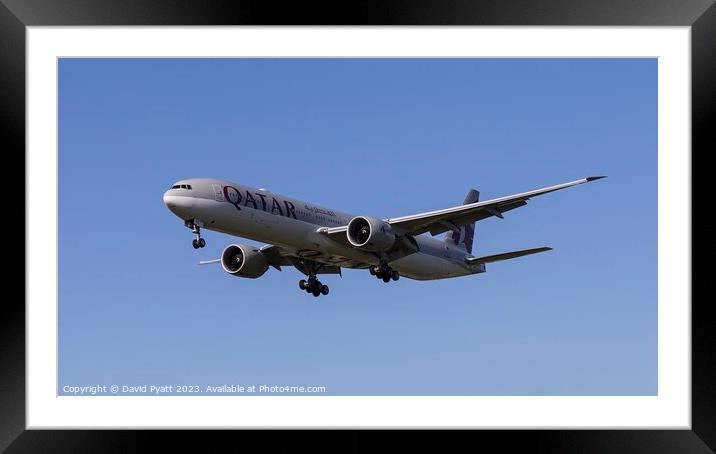 Qatar Airways Boeing 777 Panorama Framed Mounted Print by David Pyatt