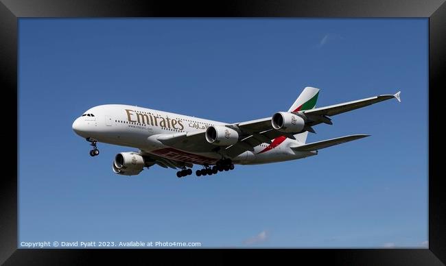 Emirates Airbus A380 Panorama Framed Print by David Pyatt