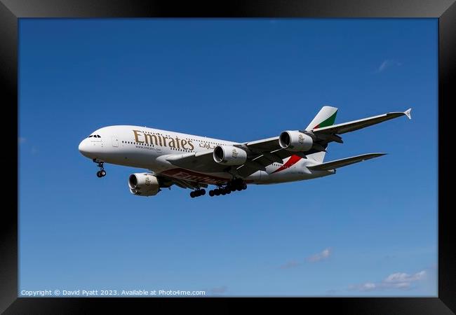 Emirates Airbus A380-861   Framed Print by David Pyatt