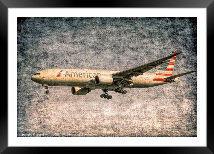 American Airlines Boeing 777 Vintage Framed Mounted Print by David Pyatt