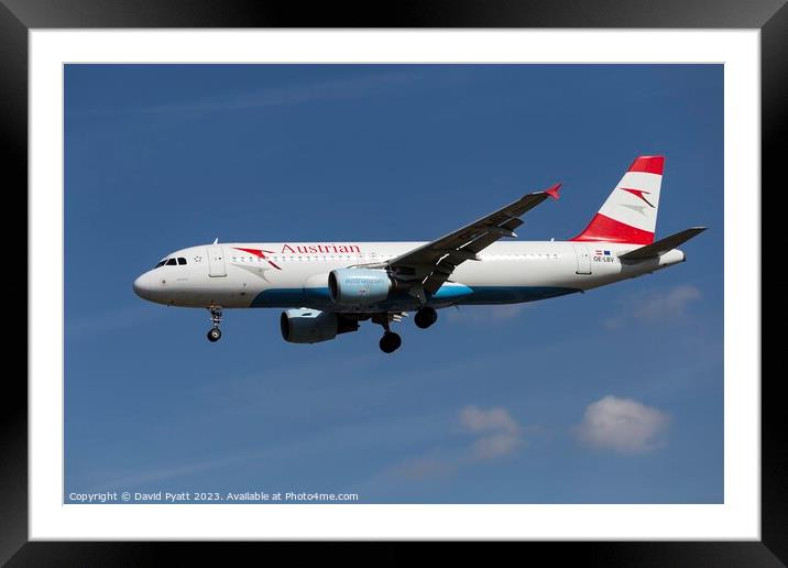 Austrian Airlines Airbus A320-214       Framed Mounted Print by David Pyatt