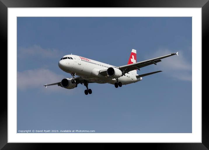 Swiss Airbus A320-214  Framed Mounted Print by David Pyatt