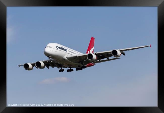 Qantas Airbus A380-842  Framed Print by David Pyatt