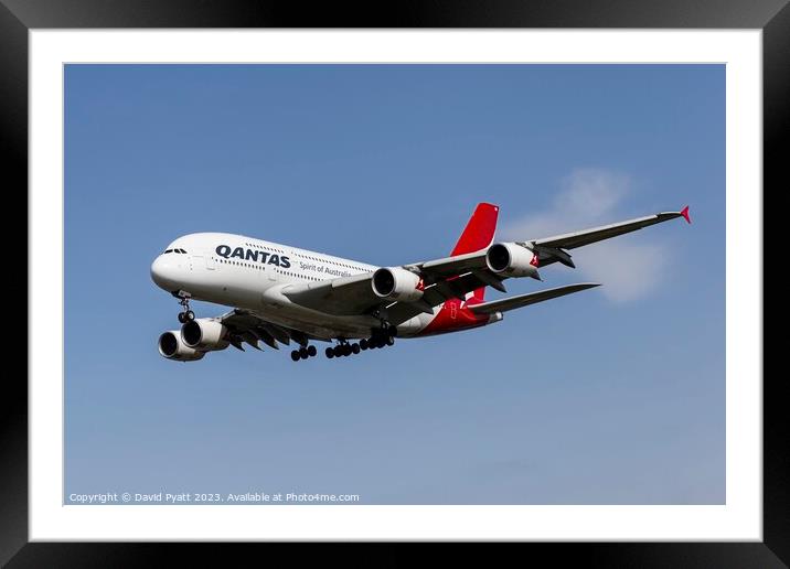 Qantas Airbus A380-842 Framed Mounted Print by David Pyatt