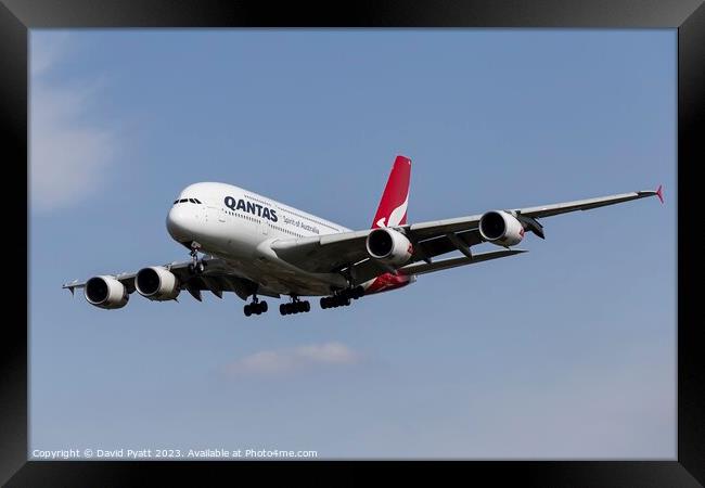 Qantas Airbus A380-842  Framed Print by David Pyatt