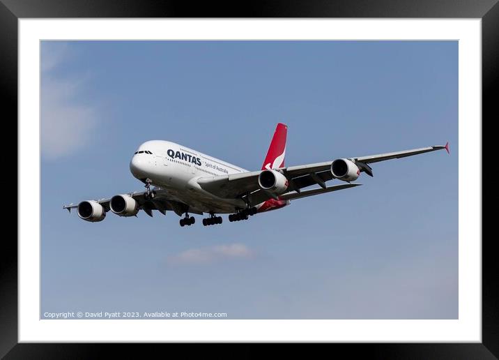 Qantas Airbus A380-842  Framed Mounted Print by David Pyatt