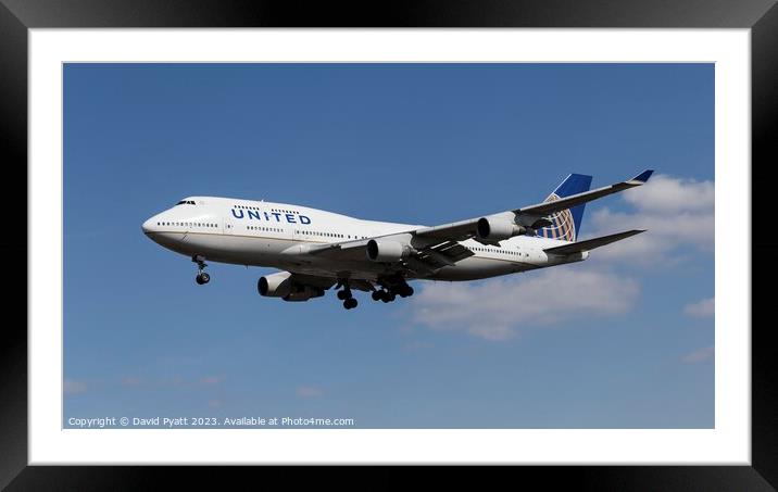 United Airlines Boeing 747 Panorama Framed Mounted Print by David Pyatt