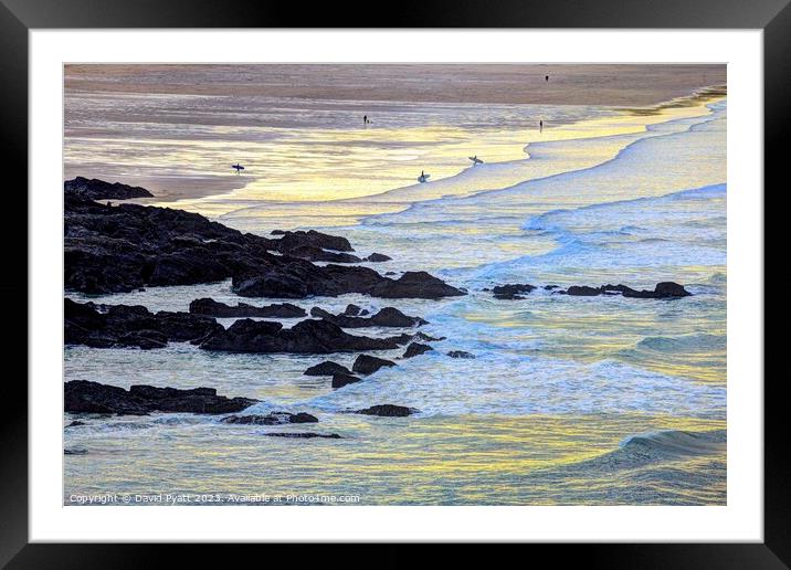 Newquay Beach Sunset Framed Mounted Print by David Pyatt