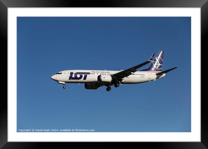 Lot Polish Airlines Boeing 737 Max       Framed Mounted Print by David Pyatt
